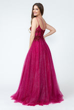 Load image into Gallery viewer, LA Merchandise LAF8182 Sheer Bodice &amp; Floral Appliques Spaghetti Strap Tulle Dress