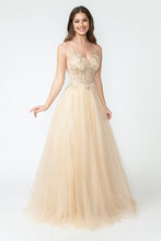 Load image into Gallery viewer, LA Merchandise LAF8182 Sheer Bodice &amp; Floral Appliques Spaghetti Strap Tulle Dress