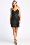 Load image into Gallery viewer, LA Merchandise LAL1021 Spaghetti Strap Glitter Fitted Short Dress - Black - Cocktail Dresses LAL