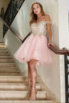 Load image into Gallery viewer, LA Merchandise LAL1024 Off-Shoulder Applique Ruffled Cocktail Dress