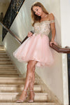 Load image into Gallery viewer, Cocktail Dresses Short Applique Ruffled Homecoming Cocktail Dress Champagne/Gold
