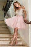 Load image into Gallery viewer, Cocktail Dresses Short Applique Ruffled Homecoming Cocktail Dress Champagne/Gold
