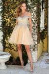Load image into Gallery viewer, Cocktail Dresses Short Applique Ruffled Homecoming Cocktail Dress Champagne/Gold