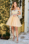Load image into Gallery viewer, Cocktail Dresses Short Applique Ruffled Homecoming Cocktail Dress Champagne/Gold
