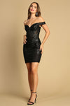 Load image into Gallery viewer, Cocktail Dresses Short Printed Glitter Mini Cocktail Dress Black