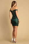 Load image into Gallery viewer, Cocktail Dresses Short Printed Glitter Mini Cocktail Dress Dark Emerald