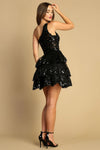 Load image into Gallery viewer, Cocktail Dresses Homecoming Sequin Applique Short Cocktail Dress  Black