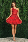 Load image into Gallery viewer, Cocktail Dresses Homecoming Sequin Applique Short Cocktail Dress  Red