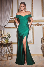 Load image into Gallery viewer, LA Merchandise LARKV1050 Fold Over Off Shoulder Stretch Formal Gown