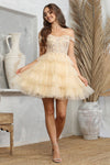 Load image into Gallery viewer, Cocktail Dresses Prom Short Glitter Applique Homecoming Cocktail Dress Champagne