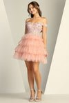 Load image into Gallery viewer, Cocktail Dresses Prom Short Glitter Applique Homecoming Cocktail Dress Rose