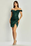 Load image into Gallery viewer, Homecoming Dresses Fitted Short Homecoming Corset Cocktail Mini Dress Emerald