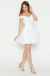 Load image into Gallery viewer, Off-Shoulder Sweetheart Lace Bodice Short Dress with Layered Tulle Skirt for Parties By LAF8130