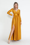 Load image into Gallery viewer, Wholesale Mother Of The Bride Dress Deep V-Neck Formal Gown By LAF5231 - MUSTARD - Dress LAF