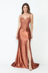 Load image into Gallery viewer, LA Merchandise LAF8175 Satin Lace Appliqué Slit Gown with Sheer Jacket Mother of the Bride Dress