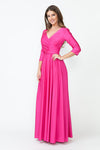 Load image into Gallery viewer, Wholesale Mother Of The Groom Dress Deep V-Neck Flare Gown By LAF5243 - FUCHSIA - Dress LAF