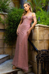 Load image into Gallery viewer, Wholesale Off Shoulder Beaded Sheath Corset Formal Dress with Crystal Embellishments by LAF8363 - MAUVE - Dresses LAF