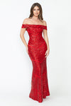 Load image into Gallery viewer, La Merchandise LN5224 Sequined Off Shoulder Prom Wholesale Formal Gown