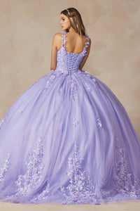 LA Merchandise LAT1437 Sleeveless Embroidered Sweet 16 Dual Straps Ball Gown