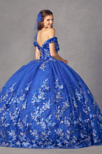 LA Merchandise LAT1447 Lace Applique Off Shoulder Ball Quince Gown