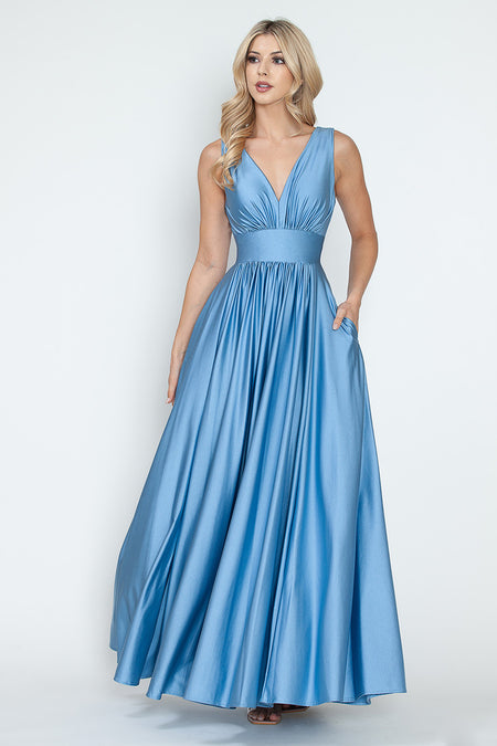 LA Merchandise LN5232 Simple Empire Waist Long Formal Dress