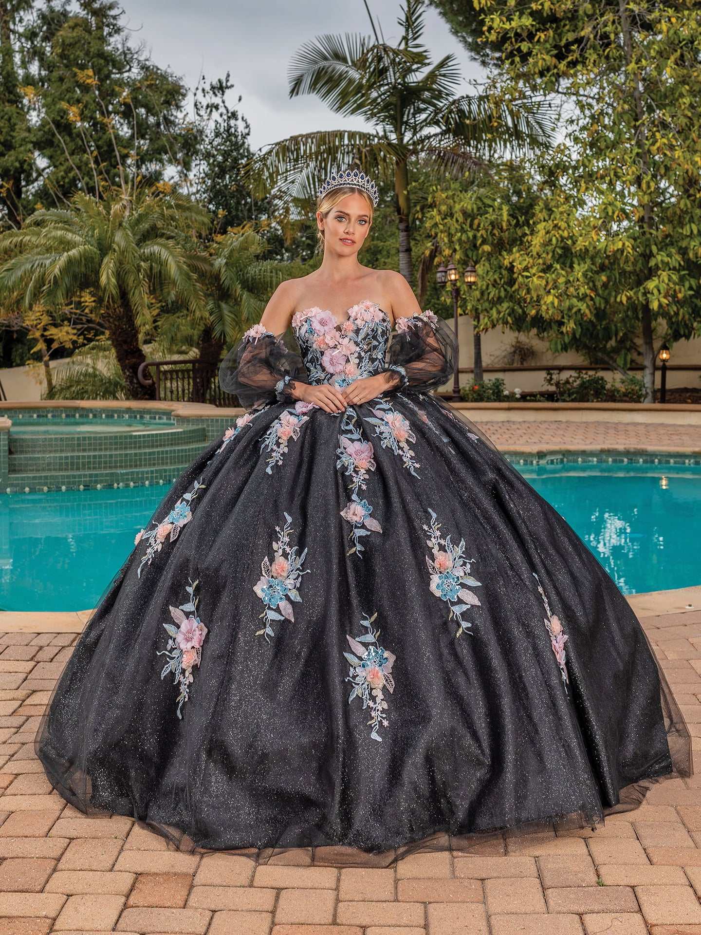 Wholesale Quince Dress Sweetheart 3D Floral Sweet 16 Gown By LAQ1837