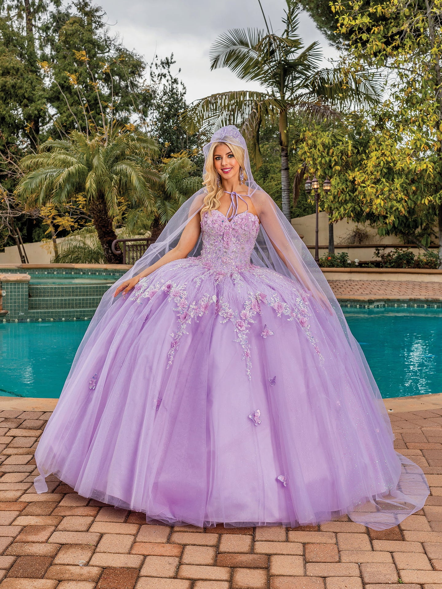 Wholesale Quince Dress 3D Floral Sequin Strapless Ball Gown By LAQ1858