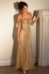 Load image into Gallery viewer, Wholesale Off Shoulder Beaded Sheath Corset Formal Dress with Crystal Embellishments by LAF8363 - CHAMPAGNE - Dresses LAF