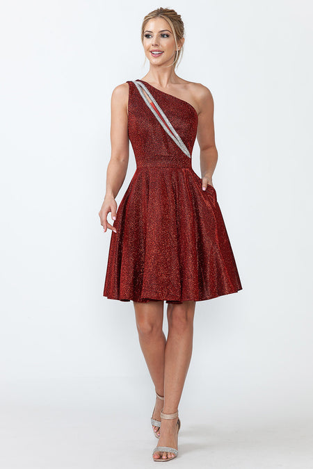 Wholesale Graduation Dress Asymmetrical One Shoulder Dress By LAF5272