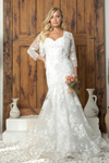 Load image into Gallery viewer, Formal Floral Lace Mermaid Evening Gown with Bolero Jacket By LA Merchandise LAV5250 - Off White - Formal Dresses LAV