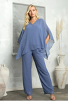 Load image into Gallery viewer, Two-Piece Formal Cold Shoulder Cape Pant Set By LA Merchandise LAV3463 - - Pant Suit LAV