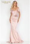 Load image into Gallery viewer, Terani Couture 2021M2969 Clearance Rose Size 10 Wholesale Off Shoulder Mermaid Evening Gown with Floral Embellishment - ROSE 10 - Dress Terani Couture