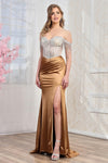 Load image into Gallery viewer, Prom Dresses Prom Long Fitted Corset Formal Beaded Dress Bronze