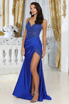 Load image into Gallery viewer, LA Merchandise LA2032 Sleeveless Sheer Corset Beaded Red-Carpet Dress - ROYAL BLUE - Dress LA Merchandise