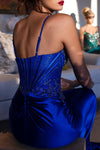 Load image into Gallery viewer, Wholesale Sleeveless Beaded Corset Prom Dress Luxury Embellished Satin Evening Gown by LAF8482