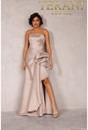 Load image into Gallery viewer, Terani Couture 2111P4019 Clearance Taupe Size 8 Wholesale A-Line Satin Evening Dress with Strapless Neckline - TAUPE 8 - Dress Terani Couture