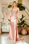 Load image into Gallery viewer, Wholesale Strapless Rhinestone Corset Satin Mermaid Evening Dress with Slit By LAA2131