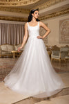 Cargar imagen en el visor de la galería, LA8249 Wholesale Ivory Floral Lace Applique A-Line Wedding Gown with Square Neckline &amp; Tulle Skirt - - Wedding Dress LA Merchandise