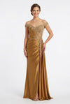 Load image into Gallery viewer, LA2258 Wholesale Off-Shoulder Beaded Lace Mermaid Evening Gown with Corset Back Ruched Satin Dress - BRONZE - Long Prom Dress LA MERCHANDISE