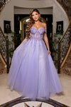 Load image into Gallery viewer, LA2264 Wholesale Off Shoulder Sweetheart Neckline Beaded Corset A-Line Long Tulle with Lace-Up Back - LILAC - Prom Dress LA Merchandise