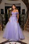 Load image into Gallery viewer, LA2264 Wholesale Off Shoulder Sweetheart Neckline Beaded Corset A-Line Long Tulle with Lace-Up Back - - Prom Dress LA Merchandise