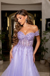 Load image into Gallery viewer, LA2264 Wholesale Off Shoulder Sweetheart Neckline Beaded Corset A-Line Long Tulle with Lace-Up Back - - Prom Dress LA Merchandise
