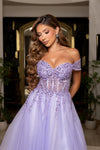 Load image into Gallery viewer, LA2264 Wholesale Off Shoulder Sweetheart Neckline Beaded Corset A-Line Long Tulle with Lace-Up Back - - Prom Dress LA Merchandise