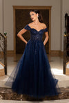 Load image into Gallery viewer, LA2264 Wholesale Off Shoulder Sweetheart Neckline Beaded Corset A-Line Long Tulle with Lace-Up Back - - Prom Dress LA Merchandise
