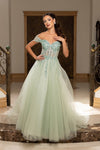 Load image into Gallery viewer, LA2264 Wholesale Off Shoulder Sweetheart Neckline Beaded Corset A-Line Long Tulle with Lace-Up Back - - Prom Dress LA Merchandise