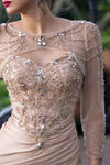 Load image into Gallery viewer, Wholesale Two-Piece Beaded Evening Gown with Sheer Long Sleeve Jacket Luxury Dress by LAF8432 - - Dresses LAF