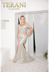 Load image into Gallery viewer, Terani Couture 232M1530 Clearance Emerald Size 12 Wholesale Long Off-Shoulder Mother of the Bride Dress