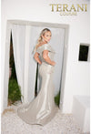 Load image into Gallery viewer, Terani Couture 232M1530 Clearance Emerald Size 12 Wholesale Long Off-Shoulder Mother of the Bride Dress
