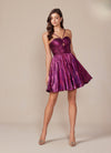 Load image into Gallery viewer, Wholesale Sweetheart Keyhole Metallic Pleated Fit-and-Flare Short Homecoming Dress by LAXA825 - - Cocktail Dress LAX