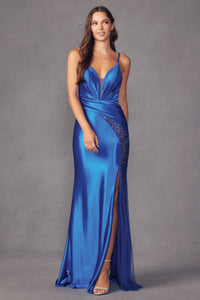 LA Merchandise LAT2417 Sheer Side Slit Prom Sexy Strappy Gown